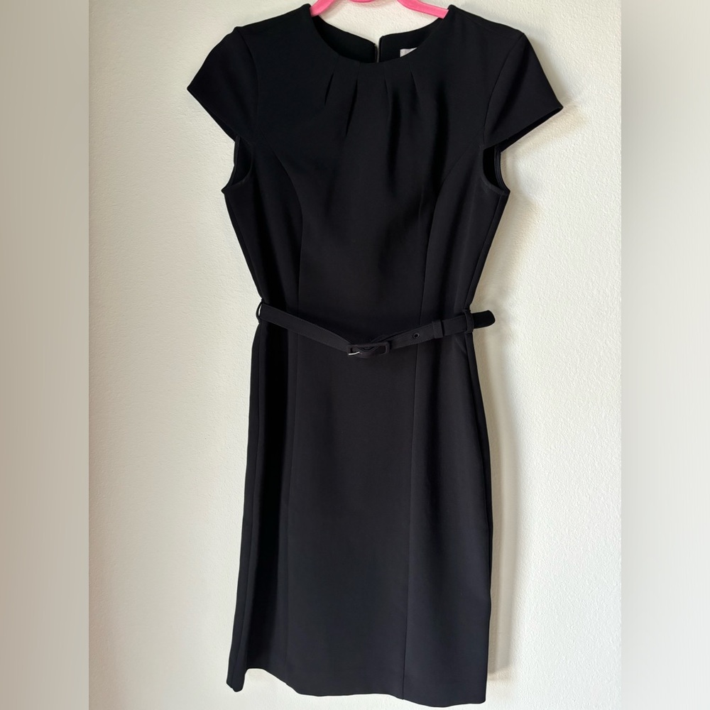 H&M sheath belted black Dress